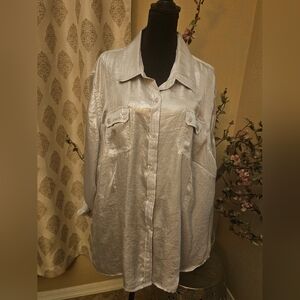 Women's Silver Button Down Shirt